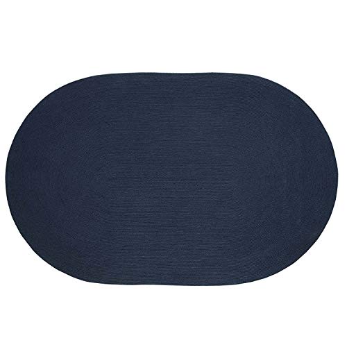 Homescapes Alfombra Ovalada Artesanal Tejida Plana De Algodón Azul Marino Para Dormitorio O Sala De Estar, 60 X 90 Cm Homescapes Alfombra Ovalada Artesanal Tejida Plana De Algodón Azul Marino Para Dormitorio O Sala De Estar, 60 X 90 Cm