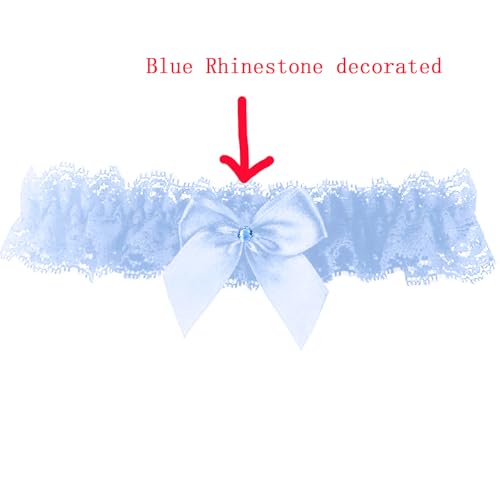 Image of Blue Garters for Bride Wedding Garter Set for Bride Bridal Garter Leg Thigh Blue