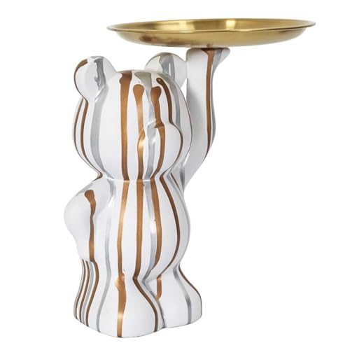 Home Deco Factory, HD0152 - Estatua Decorativa Moderna Blanca con Bolsillo vacío, Elegante Objeto Decorativo para Guardar Llaves y Joyas, Acabado Brillante, Ideal para Todos los Interiores, 20 x 15