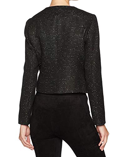Nine West Women's Sequin Tweed Jacket, Black/Multi, 12 #TOP1