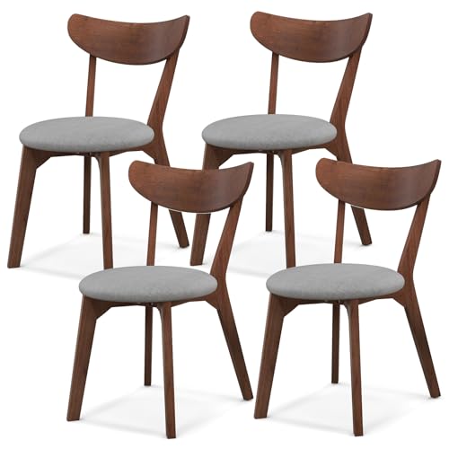 NAFORT Dining Chairs Set of 4 with Curved High Back, Mid-Century Modern Fabric Upholstered Kitchen & Dining Room Chairs, 4 Kitchen Chairs for Living Room, Restaurant
