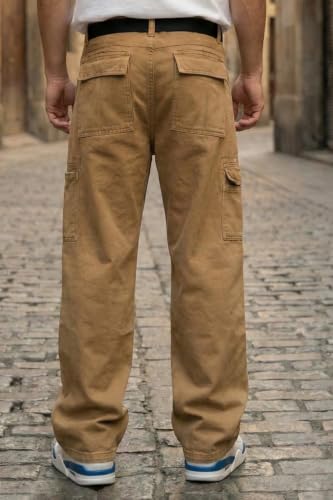 Image of Veirdo Men's Baggy Cargo Oversized Pants with Utility Pockets, Relaxed Loose Fit Street Style Trousers for Casual wear, Travel, (Size S to 2XL)