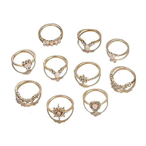 Amazon.com: Locrccl 9-19 Pcs Bohemian Knuckle Stacking Rings Retro ...