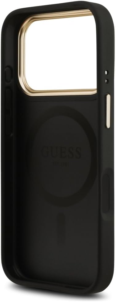 A baix view of CG MOBILE Guess case for iPhone 17 Pro, showing precise port cutouts.