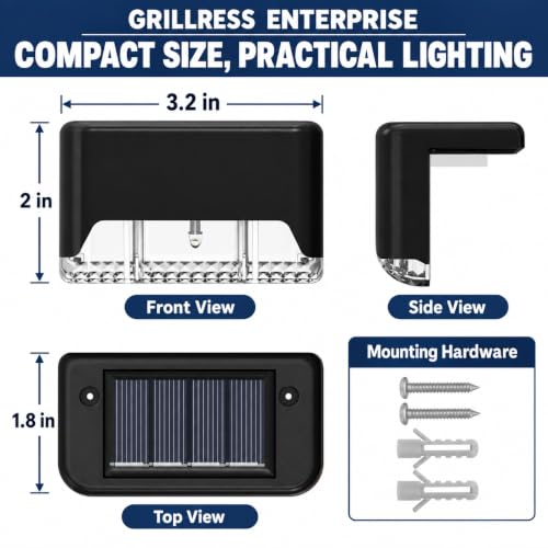 Image of Solar-Powered Deck Lights Outdoor, Waterproof LED Step and Stair Lights with Wide-Angle Illumination, Rechargeable Lighting for Fence, Railing, Patio and Garden (Pack of 10)