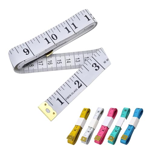 AZWOOD Lot de 5 rubans à mesurer double face pour vêtements et tissus - Ruban à mesurer flexible pour mesurer le corps - 150 cm - 5 couleurs