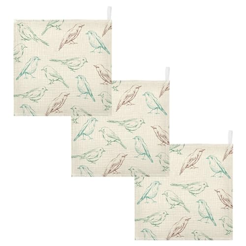 Image of vvfelixl Color Birds Baby Burp Cloths Baby Muslin Washcloths for Boys Girls Cotton Baby Face Towel for Newborn Infants Soft and Absorbent 11.8 X 11.8 in, 5 Pack