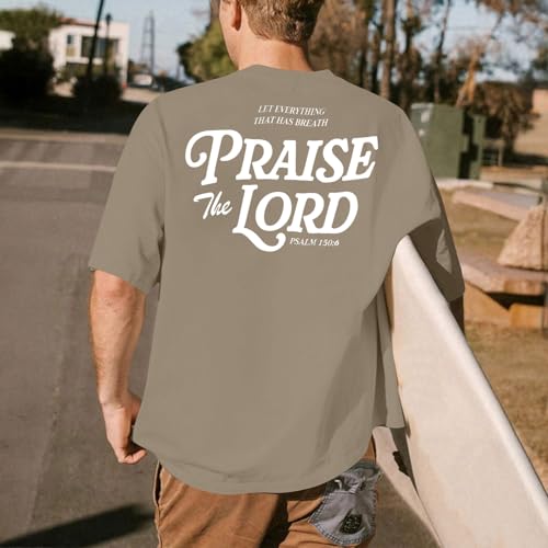 Christian Shirts Men Faith Cross Printed T-Shirts Christian Gifts for Men Jesus Shirts Holy Bible Tees Brown — view 3