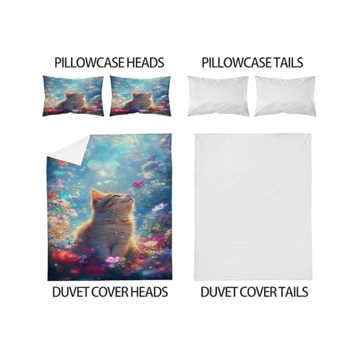 Housse de couette chat 220x240 résistant aux plis pour lit king animaux - 4