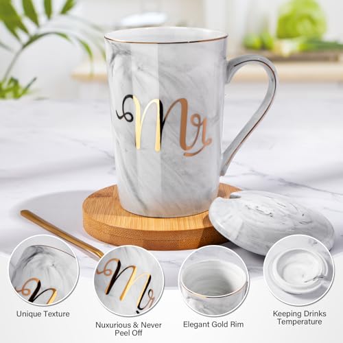 Biching-Wedding-Gifts-for-Couples-2025-Couple-Gift-for-Anniversary-14oz-Ceramic-Marble-Mr-and-Mrs-Mugs-Set-Present-for-Bridal-Shower-Engagement-Bride-and-Groom-with-Greeting-Card-Luxury-Gift-Box Biching Wedding Gifts for Couples 2025 Couple Gift for Anniversary 14oz Ceramic Marble Mr and Mrs Mugs Set Present for Bridal Shower Engagement Bride and Groom with Greeting Card Luxury Gift Box
