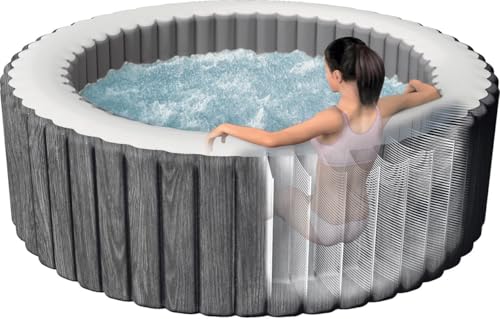 Intex Whirlpool Pure SPA Bubble Massage Greywood Deluxe - Ø 196 x 71 cm, für 4 Personen, Fassungsvermögen 795 l, graue Holzoptik, 28440 – Bild 6