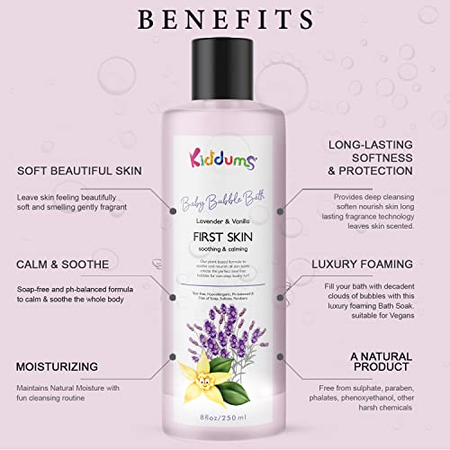 Kiddums Lavender & Vanilla Bubble Bath For Bath Tub | Aromatherapy Epsom Salt & Shea Butter Based Bubble Bath Soap | Luxury Baby Bath for Dry Skin | Kids Love - Image 3