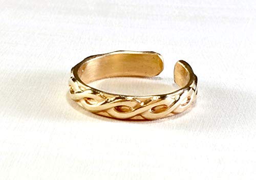 14k gold filled toe ring braided pattern - dainty gold filled toe ring - adjustable ring - gold pinky ring - gold midi ring - handmade - narrow band toe ring - handmade jewelry