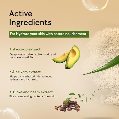 Image of Avocado Foaming Face Wash with Brush | Facewash for Tan Removal, Deep Cleanse | Gentle & Hydrating | for Women & Men | for Dry, Oily & Sensitive Skin | 150ml