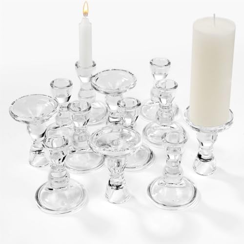 12 portavelas de cristal, estilo retro nórdico, elegante decoración de bodas y fiestas, se adapta a velas cónicas de 0.78 pulgadas
