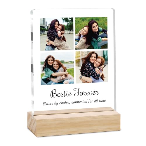 Image of Giftplease Customized Photo Frame with Text & Wooden Stand | Personalised Printed Photo Frame Gift for Sister | Birthday, Tabletop D cor | Customized Photo Gift (6x8 Inches) SIS 01
