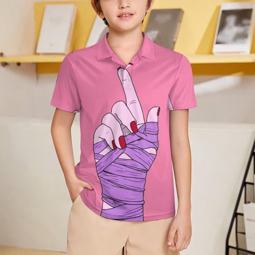 Boys' Classic Polo Shirts Short Sleeve Moisture-Wicking Golf & Tennis Shirts for Youth Teens Cute Gesture Cat2