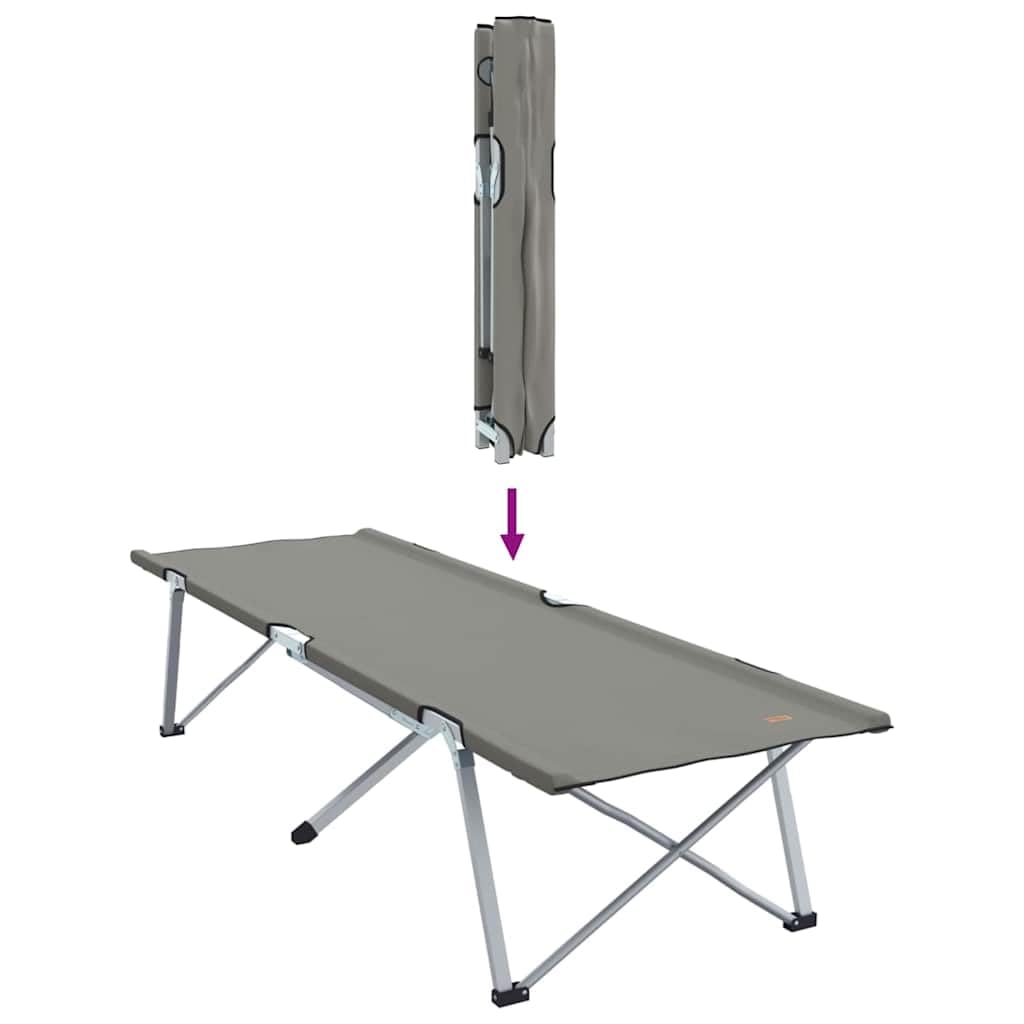 Klapp Schlafbett Campingbett faltbar grau 194 x 62,5 x 42,5 cm Stahlrahmen leicht tragbar kompakt für Outdoor Garten Festival Notfall Übernachtung Erwachsene Kinder bequem