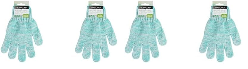 EcoTools Bath & Shower Gloves, Recycled Netting, Exfoliating, Gentle Cleansing for Whole Body, Fits All Hands, Green, 1 Pair