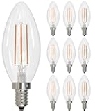 Item 776756, 4 Watt LED Filament Light Bulb, Fully Dimmable, 2700k E12 E12 Candelabra Base, High CRI for Truer Color Renderring (Pack of 10)