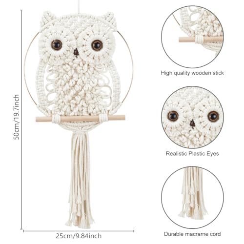 ORIGACH DIY Macrame Owl Wall Hanging Tapestry Kit Macrame Owl Kit for Beginner Boho Handmade Woven Wall Hanging Decor for Living Room Bedroom - Image 3