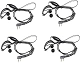 4-Pack HQRP G Shape 2 Pin Earpiece Headset PTT Mic for Kenwood Pro-Talk, Pro-Power, Free-Talk, Protalk XLS, FreeTalk XLS + HQRP UV Meter