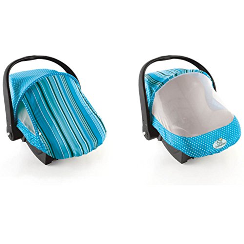 Cozy Combo Pack (Blue Stripe) – ‘Sun & Bug Cover’ Plus ‘Cozy Cover’ Infant Carrier Covers - Trusted by Over 5 Million Moms Worldwide – Protects Your Baby from Mosquitos, Insects, The Sun, Wind & Rain - Thumbnail 5