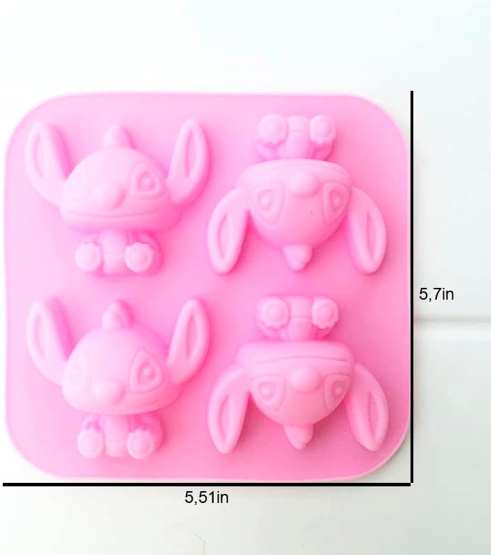 Miniatura 4 de INKU - Molde de silicona de 4 cavidades para bricolaje, moldes de fondant, dulces, chocolate, bandeja para tartas, chocolates 3D, dulces duros,