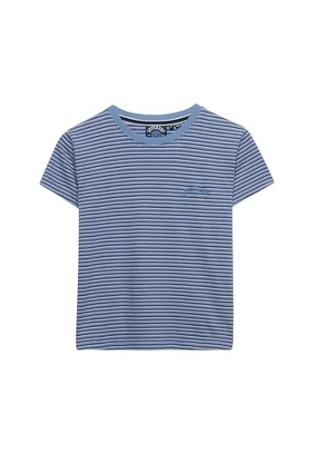 Image of Superdry Women Essential Logo Str Fitted Tee T-Shirt, Tidal Blue Stripe, 8