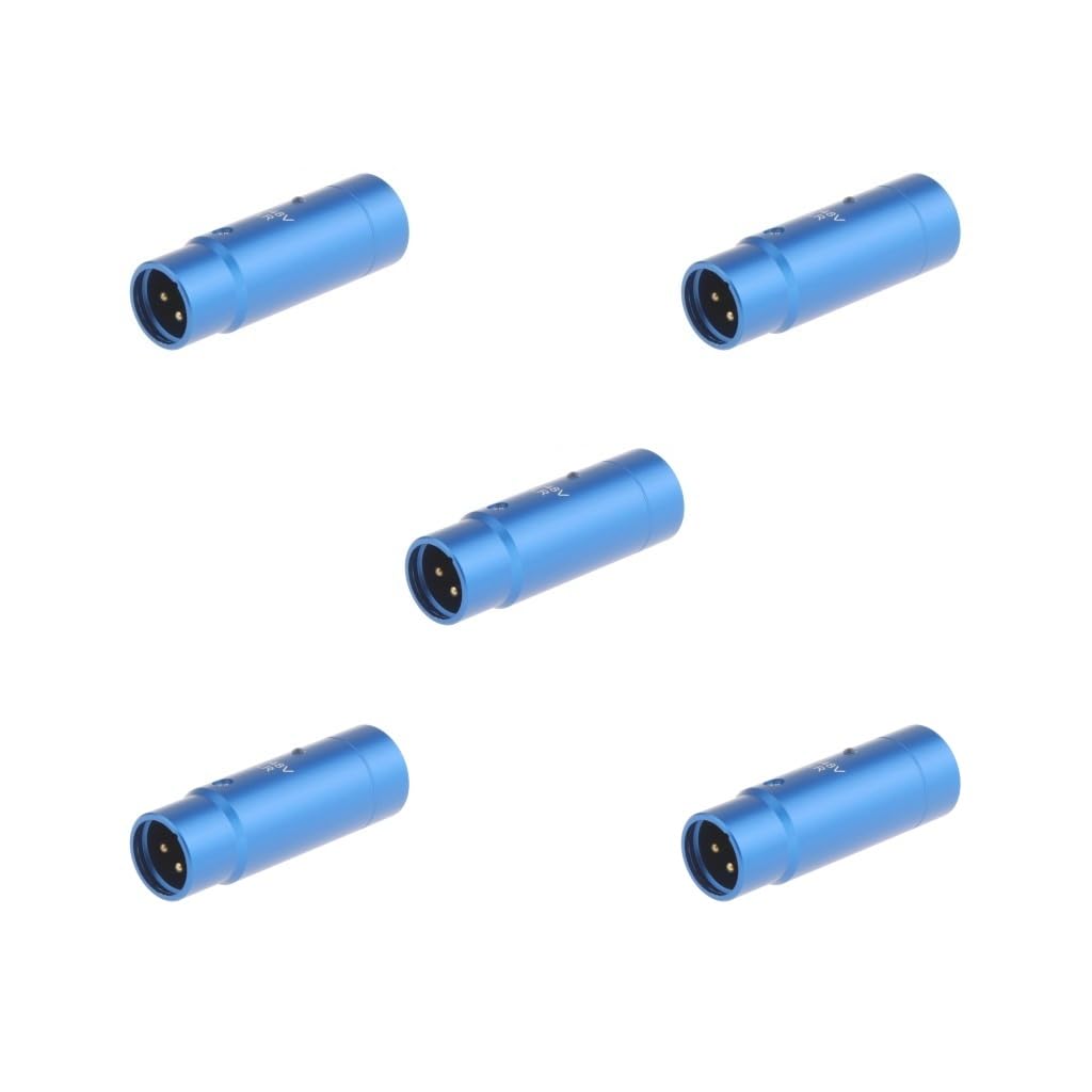 5 Set Phantomspeisung Adapter Stereo für Kondensator Mic Plug and Play XLR Mic Adapter blau Länge 63mm