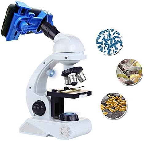 Microscope for Kids Science Kit, Beginner's Microscope Kit Blue/White with LED 80X 200x and 450x Magnification Science Toy, Educational Toy Birthday Gift for Boys & Girls