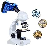 Kidcia Microscope Kids Science Kit, Beginner's Microscope Kit Blue/White LED 80X 200x 450x Magnification Science Toy, Educational Toy Birthday Gift Boys & Girls