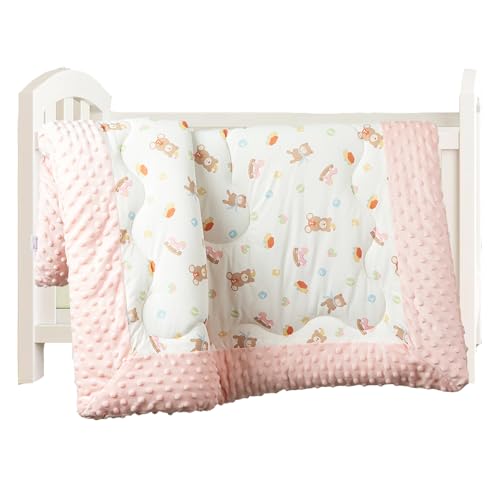 Image of Baby Comforter 40 inchx40 inch, Lightweight Down Alternative Quilted Blanket for Pack n Play, Bassinet & Crib, Soft Minky Dots Toddler Quilt, Portable Travel Size for Daycare