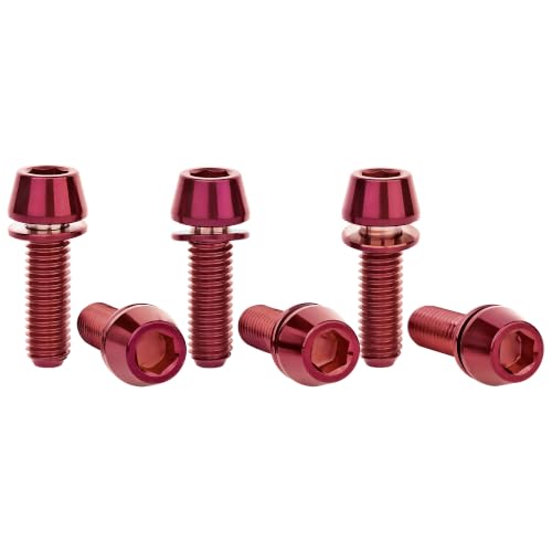 Image of Titanium Ti Allen Hex M5x16 18mm Tapered Head Bolt with Washer Screw for Bicycle Stem Parts Pack of 6 (Burgundy, M5x18mm)