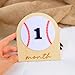Baseball Baby Monthly Milestone, Wooden Baby Milestone Signs, Monthly Milestone Wood Discs, Baby Milestone Discs, Baby Photo Props Cards Interchangeable Number Set of 12 for Baby Growth Recording