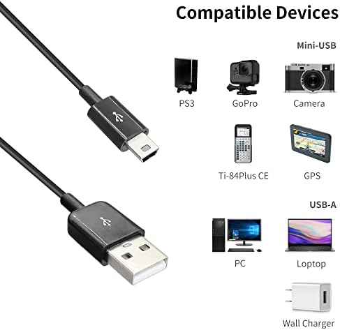 RIIEYOCA Dual Mini USB Splitter Cable,2 in 1 USB 2.0 A male to 2 Mini 5 pin Male Data Sync Charging Cable,Power up to Two Mini USB Devices at Once from a Single USB Port, 1M(Black)