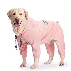 Dog Hoodies Winter Coat for Large Medium Dogs, Pullover 4 Legs Dog Warm Coat Hooded Sweatshirt, Dog Fleece Hoodie Coat for Winter Cold Weather (Pink, X-Large)