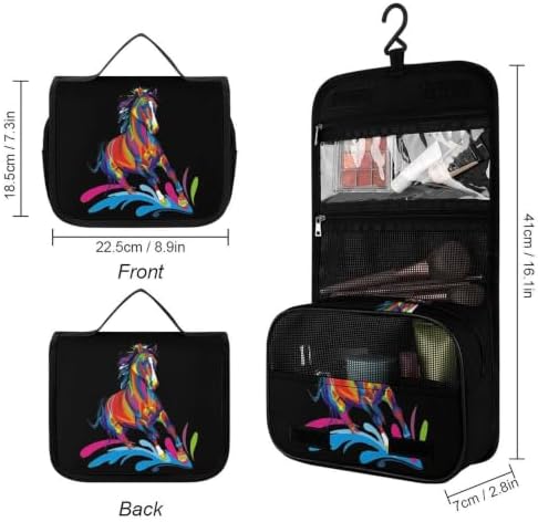 Colorful Horse Pop Art Toiletry Bag Hanging Makeup Bags Travel Handbag for Wash Brushes Cosmetic image 5