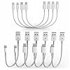 Cables de carga cortos – Paquete de 10 cables de carga cortos tipo C/Lightning/Micro USB de 1 pie que admiten carga rápida y sincronización de datos compatibles con iPhone 17/16/15/14/13/12/11