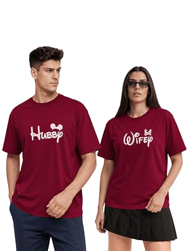 Image of Couple T-Shirts Cotton | Oversized Tshirt for Men Women Love (Set of 2 | Regular Fit | OSHS CT8)