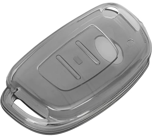 Image of Car Key Cover Key Shell of TPU Material Compatible with Hyundai Creta Venue Aura Elite i20 Grand i10 Nios Xcent 3 Button Flip Key (Transparent Black)