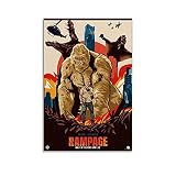 Poster de film Godzilla vs Kong Rampage 201 - Peinture décorative sur toile - Impression moderne pour chambre à coucher - 20 x 30 cm