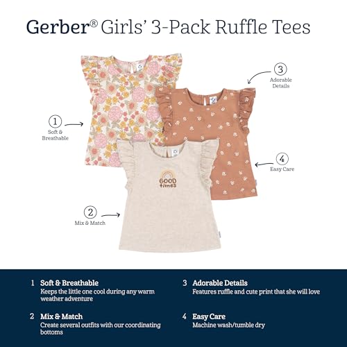 Image of Gerber Baby Girls' 3-Pack Short Sleeve Tees