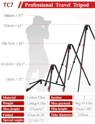 Ficha técnica IFOOTAGE Gazelle TC7 K5S Trípode de viaje profesional de carbono para cámara réflex digital Canon Nikon Sony Olympus Panasonic - Fernando Cortés Ficha técnica IFOOTAGE Gazelle TC7 K5S Trípode de viaje profesional de carbono para cámara réflex digital Canon Nikon Sony Olympus Panasonic - Fernando Cortés