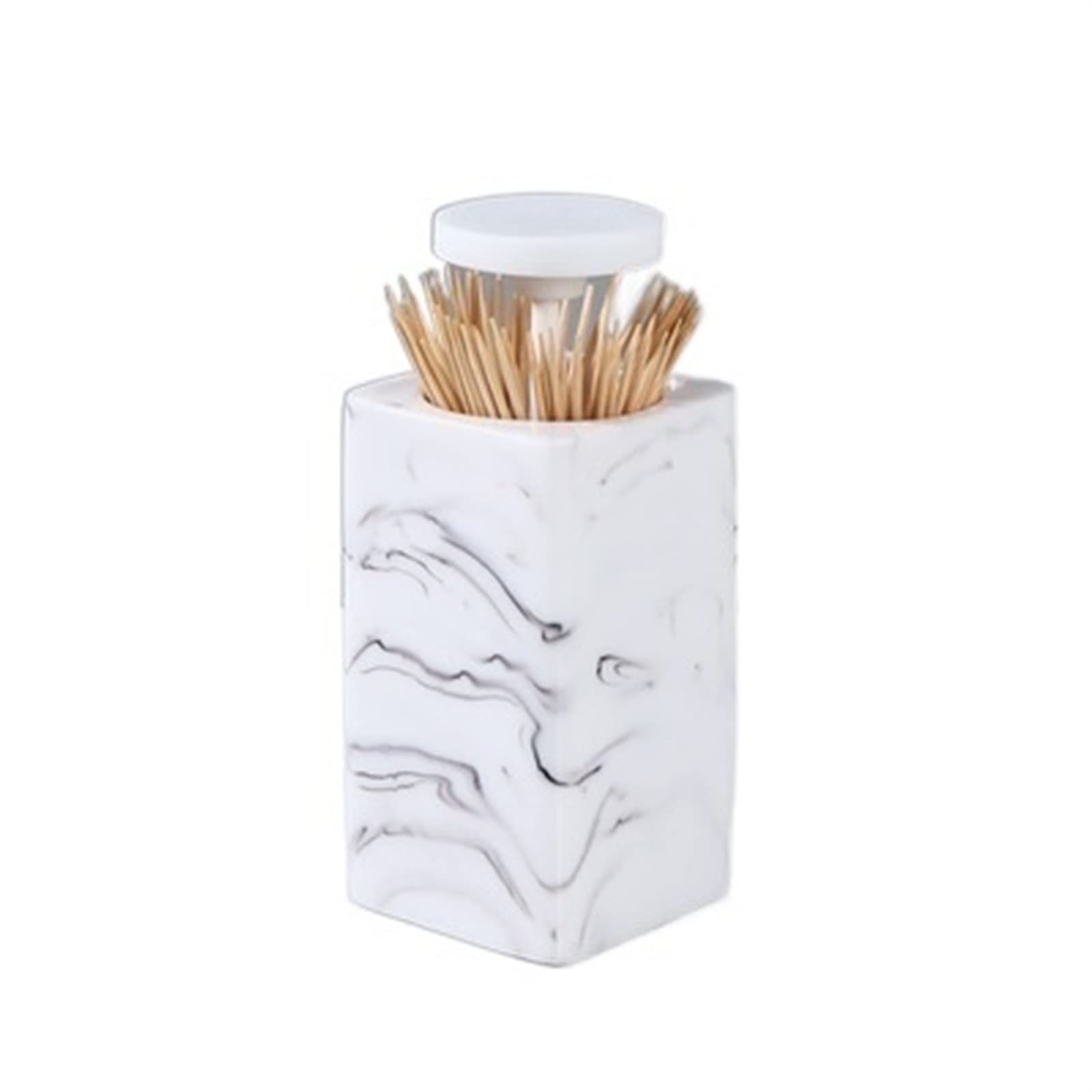 Soporte para palillos de dientes, contenedor de mesa para el hogar, caja de almacenamiento de palillos de dientes (blanco)