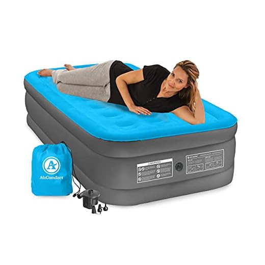 Air Comfort Camp Mate Air Mattress with High Power Battery Pump - Twin Size, Blue