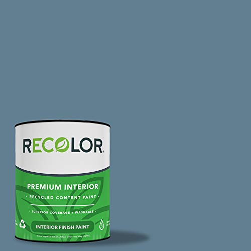 RECOLOR Eco-Friendly Interior Premium Latex Paint for Walls, Furniture and Rooms w/Eggshell Finish, 1 Gallon, Storm