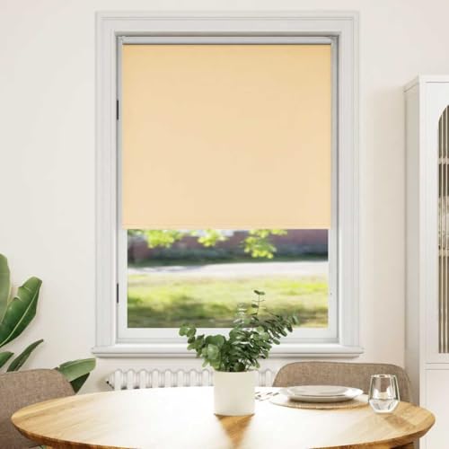 Estor Persiana Enrollable 80 x 175 cm Beige, Persianas Enrollables para Bloqueo Total de Luz con Revestimiento Térmico Plateado, Incluye 1 Carril Inferior, 1 Carril Superior,