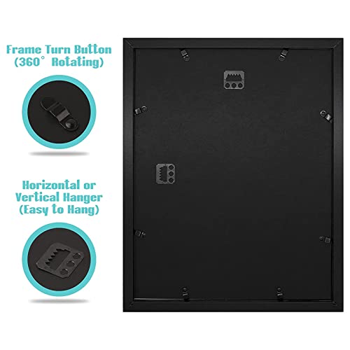 Image of Frametory, 11x14 Picture Frame - Made to Display Pictures 8x10 with Mat or 11x14 Without Mat - Wide Molding - Pre-Installed Wall Mounting Hardware (Black, 2 Pack)