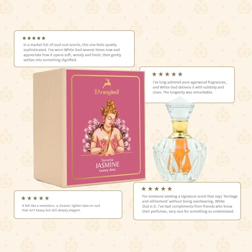 Image of Aranyam Perfumes Attar - Premium Suvarna Jasmine Attar Perfume for Women, Jasmine Floral Attar Long-Lasting Fragrance-Free from Alcohol - 5 ML